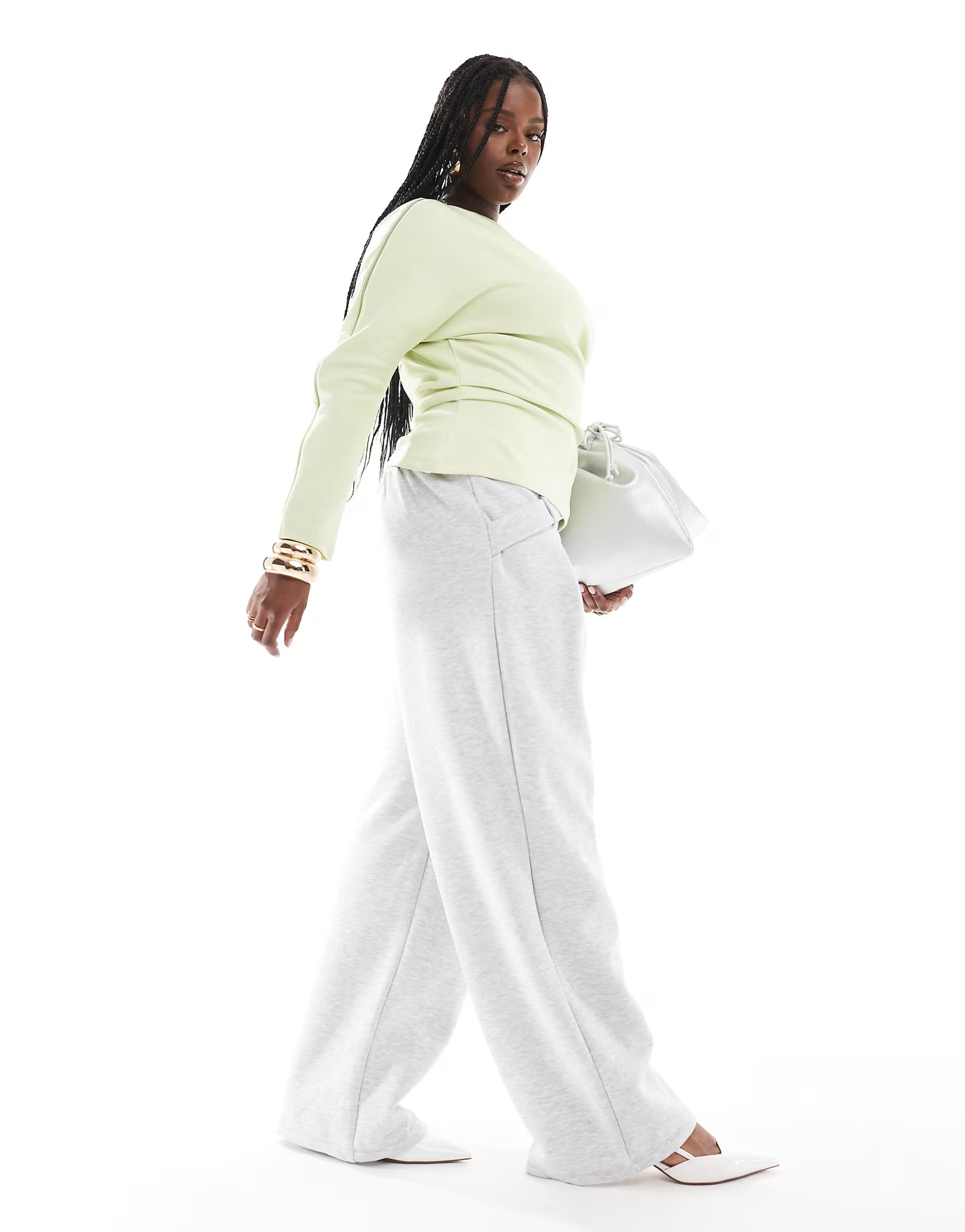 ASOS DESIGN Curve tailored crossover sweatpants in gray | ASOS (Global)