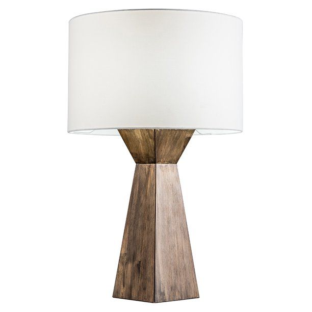 Modern Home Espresso Geometric Wood Table Lamp w/Natural Jute Shade | Walmart (US)