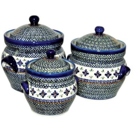 Blue Rose Polish Pottery Mosaic Flower Canister Set | Amazon (US)