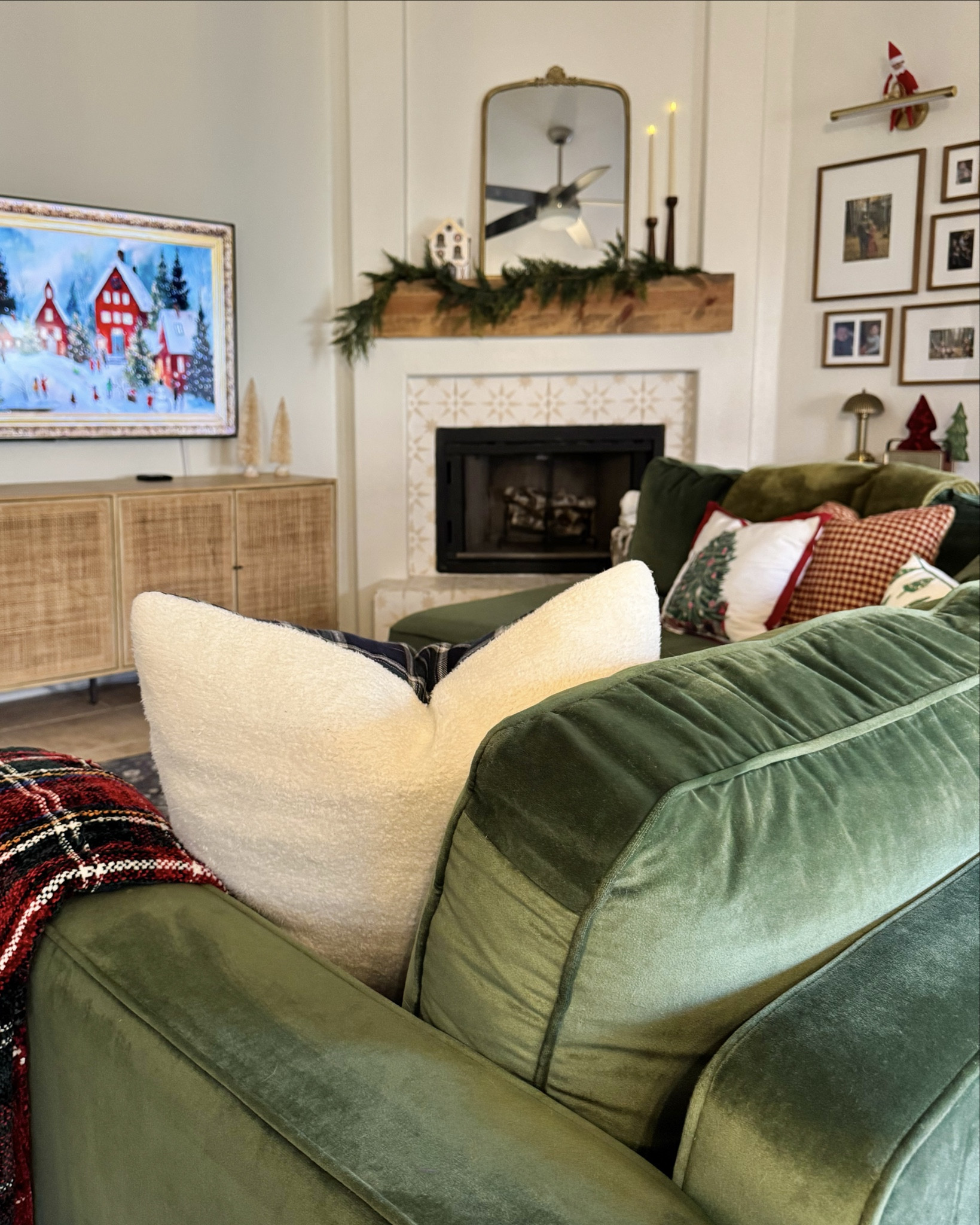 christmas outfits. living room
decor. green sectional 

#LTKdayinmylife #LTKHoliday #LTKHome