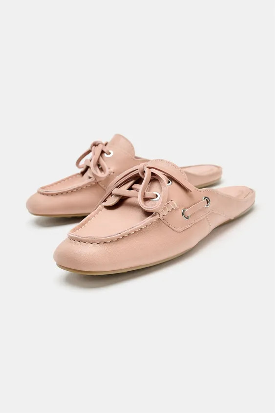 LEATHER SLINGBACK BOAT SHOES | Zara US