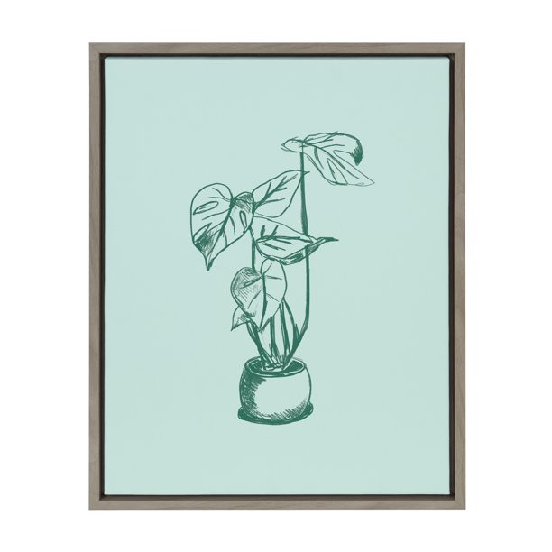 Kate and Laurel Sylvie Grow Framed Canvas Wall Art by Alicia Schultz, 18x24 Gray, Chic Botanical ... | Walmart (US)