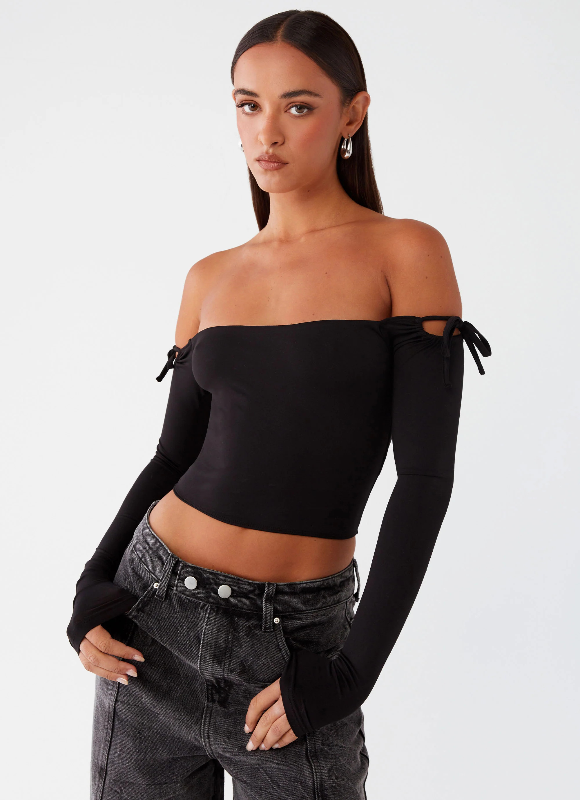 Micah Long Sleeve Top - Black | Peppermayo (Global)