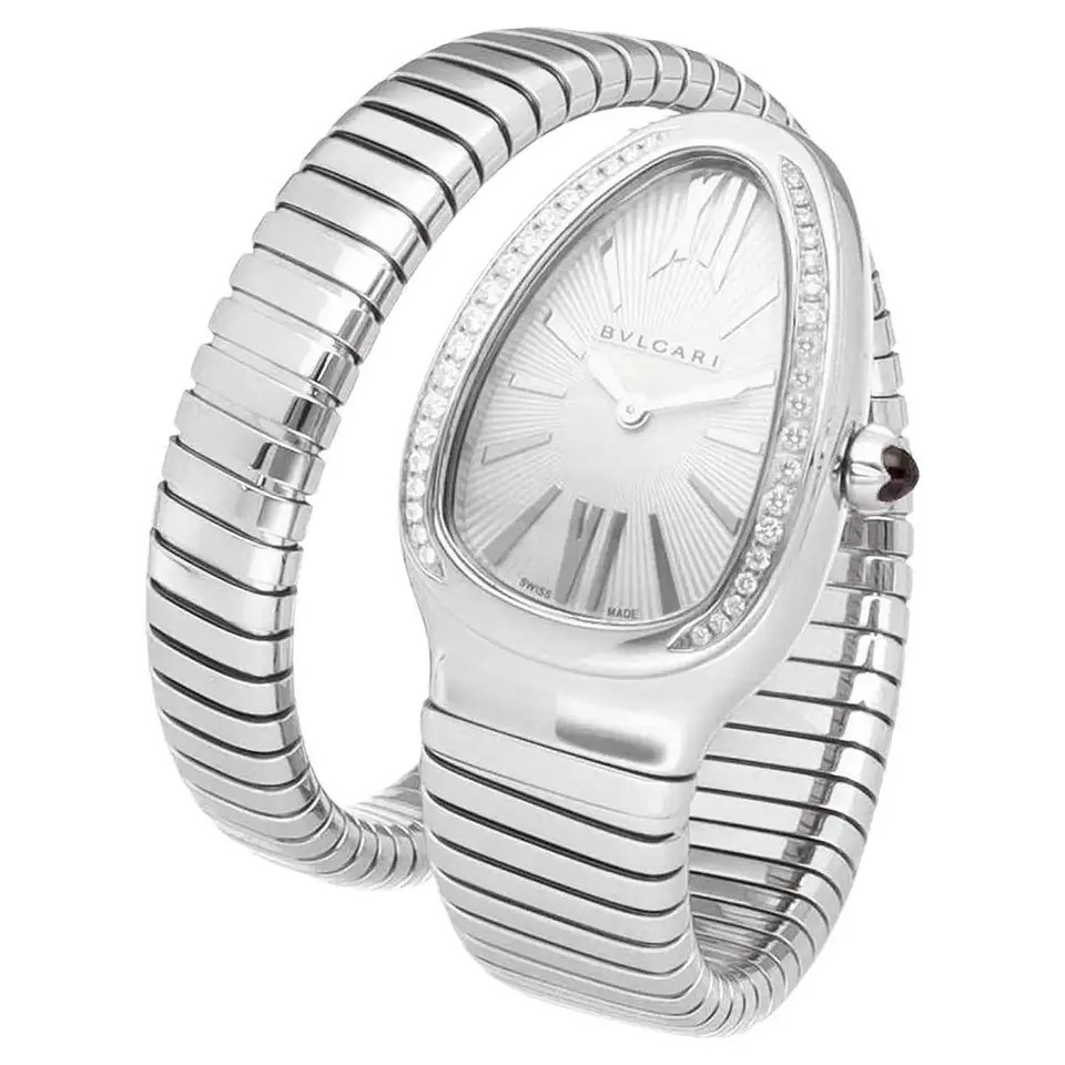 BVLGARI Diamonds Stainless Steel Serpenti Tubogas Watch Ref.101816 SP35S Quartz | 1stDibs