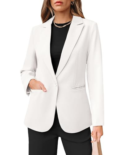 luvamia Women's Blazers White Jacket Business Casual Clothes for Women Cream White Size Small Size 4 Size 6 | Amazon (US)