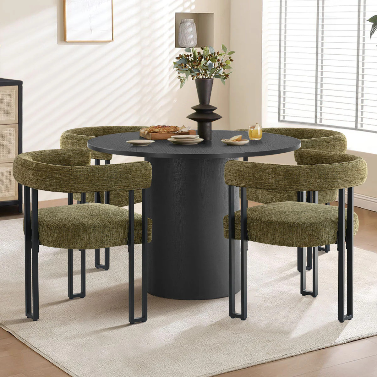 Doris Rolling Upholstered Dining Chair With Castors (1-Piece) | Pop Maison