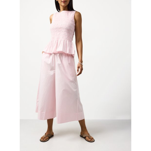 Buy Pink Wide Leg Poplin Palazzo Trousers 8 | Trousers | Tu | Tu Clothing