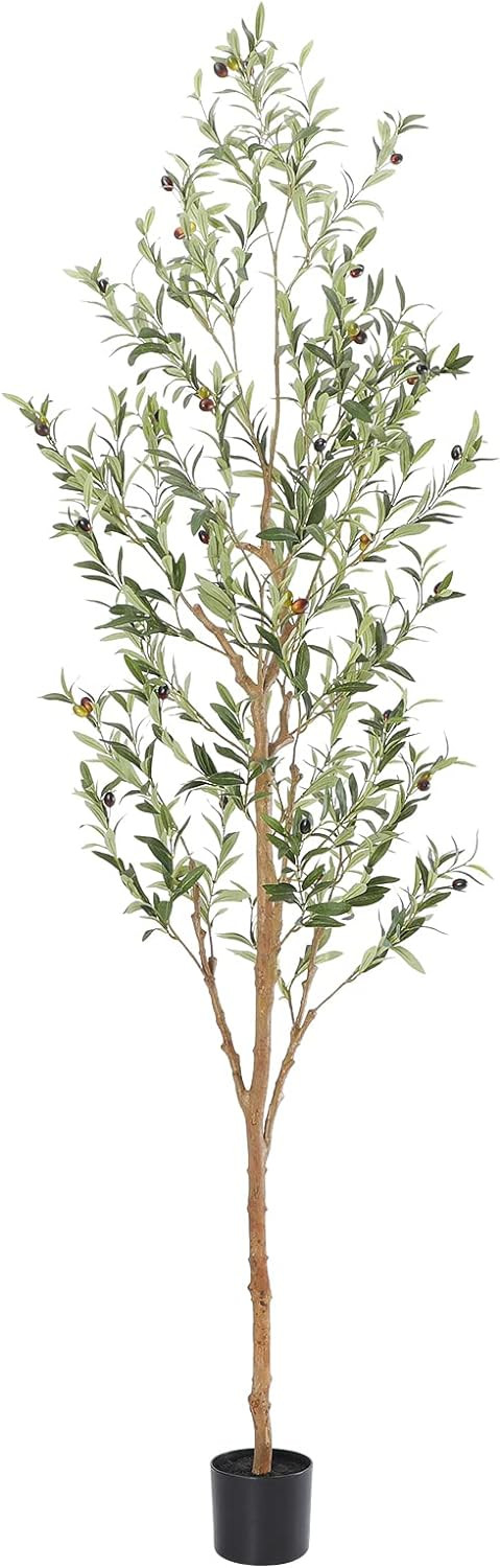 Faux Olive Tree 7ft，Olive Trees Artificial Indoor with Natural Wood Trunk and Realistic Leaves and Fruits. 7 Feet(84in) Fake Olive Tree for Home House Office Décor. | Amazon (US)