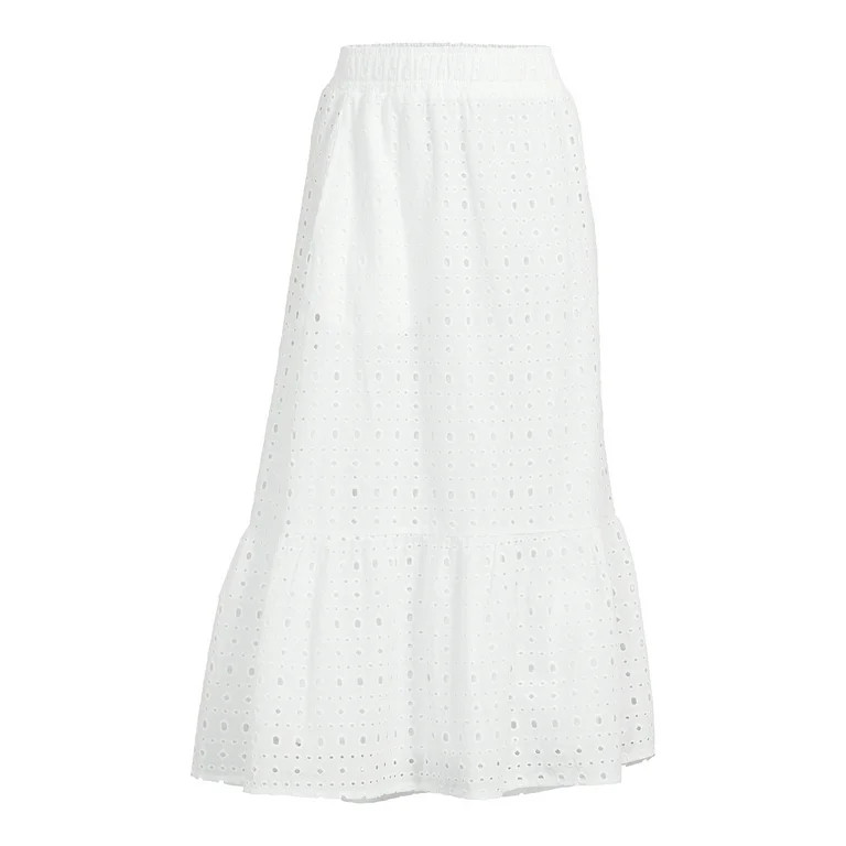 Time and Tru Women's Cotton Eyelet Midi Skirt, Sizes XS-XXXL | Walmart (US)
