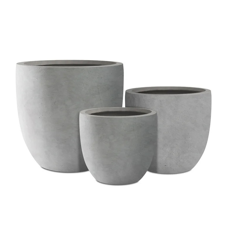 Kante  Large Concrete Round Planters (Set of 3), Outdoor/Indoor, Modern, Lightweight, Weather Res... | Walmart (US)