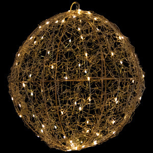 LED Lighted Twinkle Wire Ball Outdoor Christmas Decoration - 12" - Gold | Christmas Central