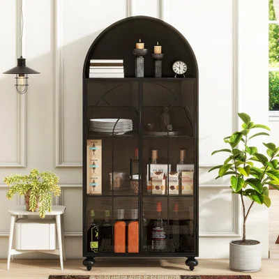 Modern Arched Storage Cabinet with Glass Doors | Wayfair North America