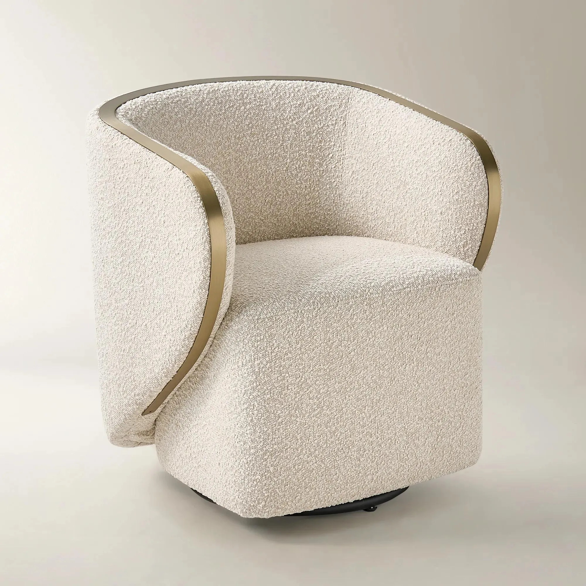 Nova Performance Boucle Swivel Chair - Ivory | Z Gallerie