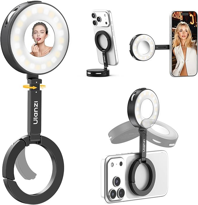 ULANZI ML05 Selfie Light for iPhone - Maglock Magnetic Phone Selfie Ring Light with Mirror, 9000K... | Amazon (US)