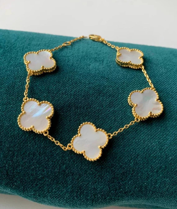 5 Clover Bracelet 5 Motifs Bracelet Mother of Pearl Bracelet - Etsy | Etsy (US)