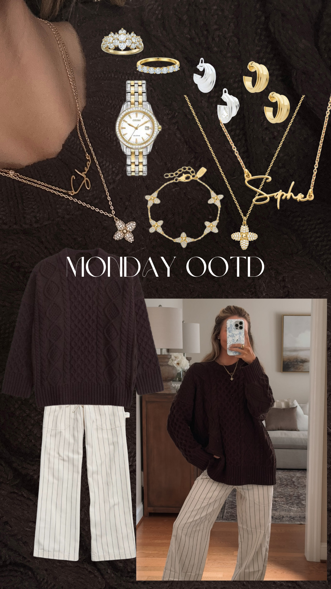 Cozy casual look - Sweater is from the Kathleen Post x Abercrombie collection, pants are Aerie & finished off with my go-to everyday jewelry ✨ 

#LTKStyle #LTKFall #LTKcasual 

 

#LTKSeasonal