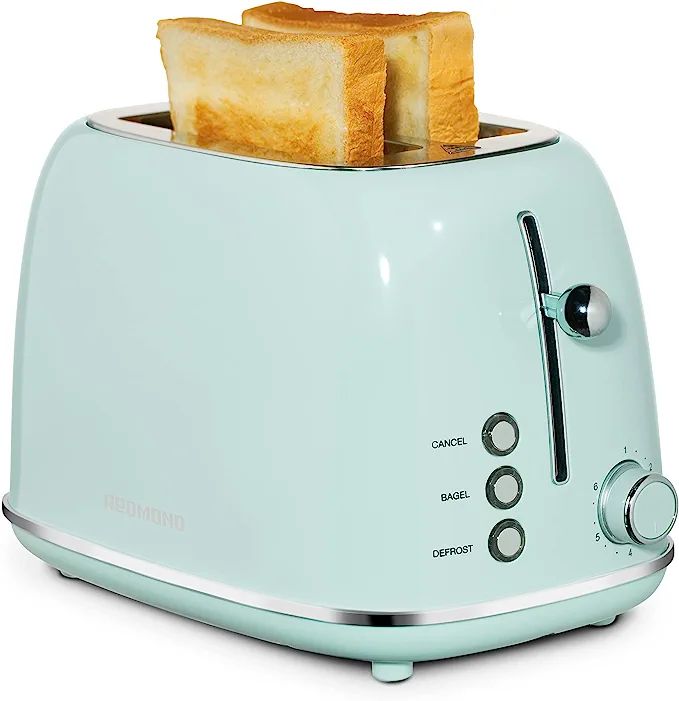 Amazon.com: REDMOND 2 Slice Toaster Retro Stainless Steel Toaster with Bagel, Cancel, Defrost Fun... | Amazon (US)