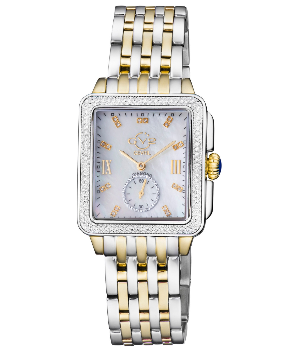 GV2 by Gevril Women's Bari Tortoise Swiss Quartz Diamond Accents Two-Tone Ss Ipyg Stainless Steel Bracelet Watch 34mm x 30mm - Silver | Macy's