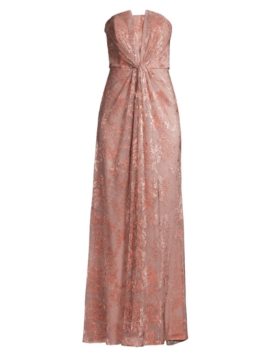 Aidan Mattox Strapless Twisted Metallic Gown | Saks Fifth Avenue