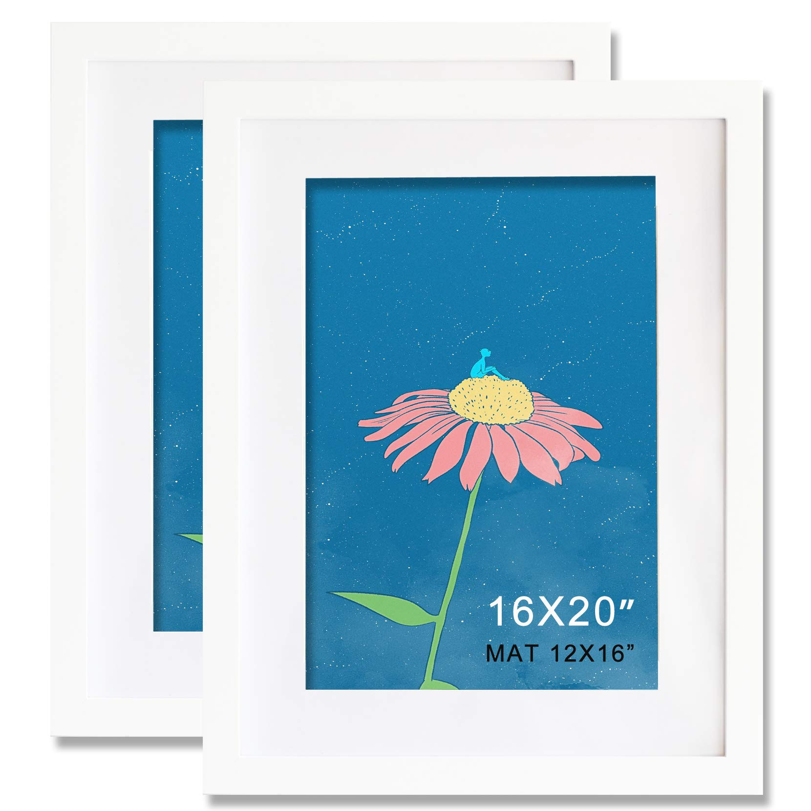 16x20inch Picture Frame 2 Pack White Solid Wood | Amazon (US)