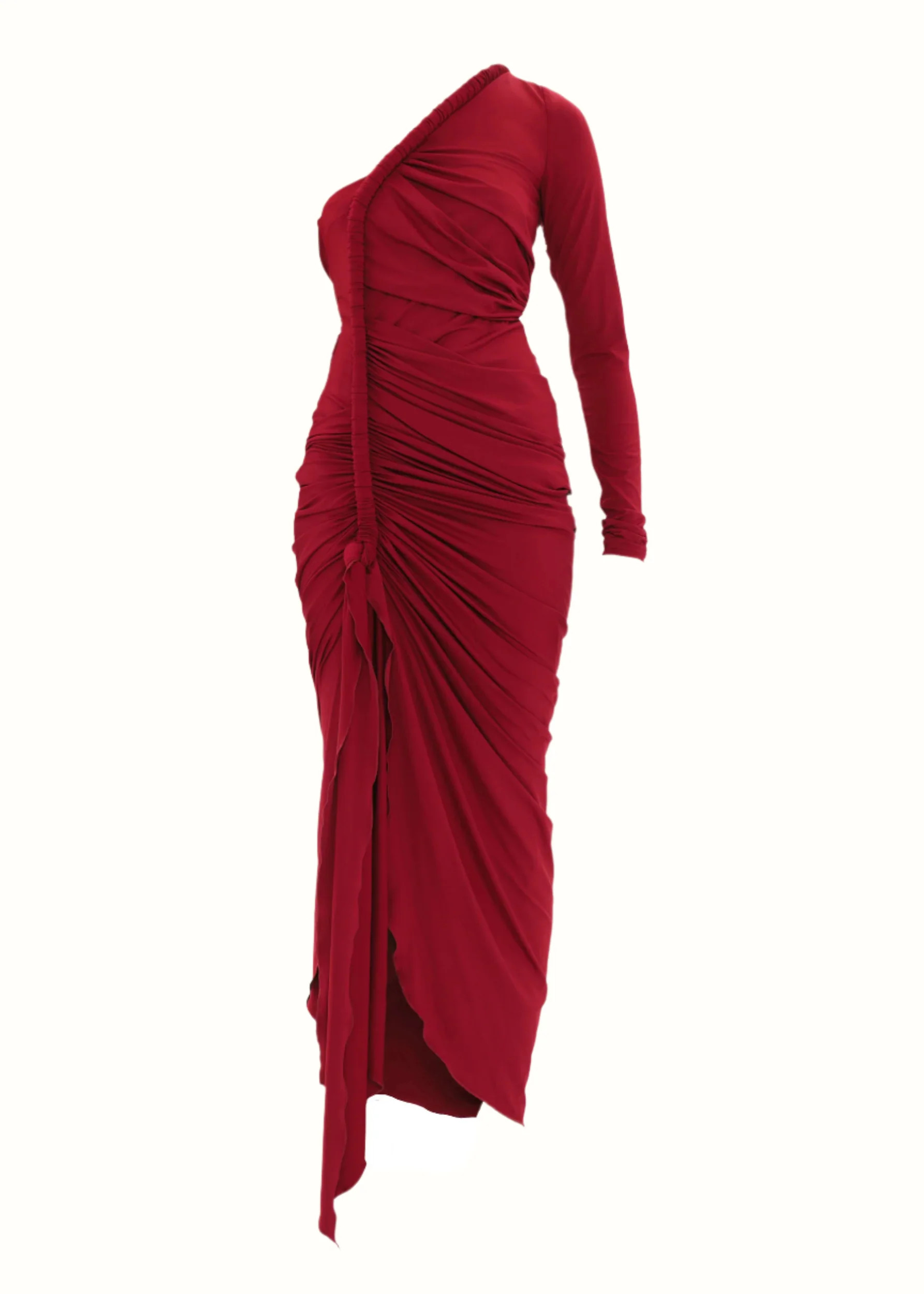 ANDREA IYAMAH TURI MESH DRESS - BURGUNDY | ANDREA IYAMAH