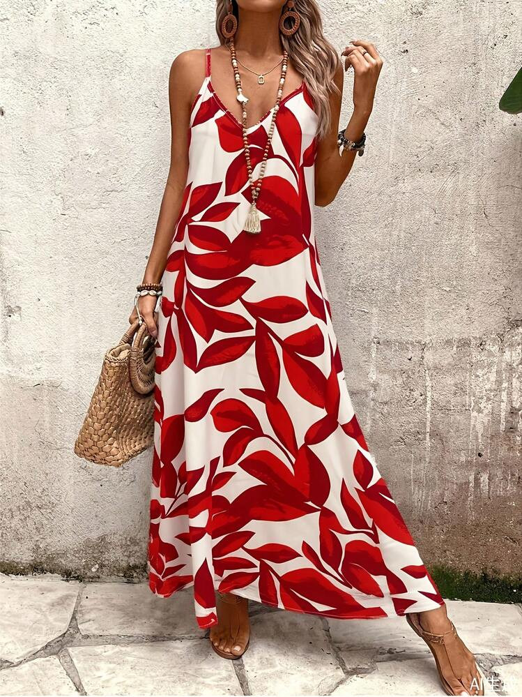 Red Leaf Print On White Background Women's Sports Dress, Polyester Fabric, Lightweight And Breathable, Sports & Outdoor, Women's Sportswear, Sports Skirt, Women's Sports Skirt, Women's Fashion Item | SHEIN