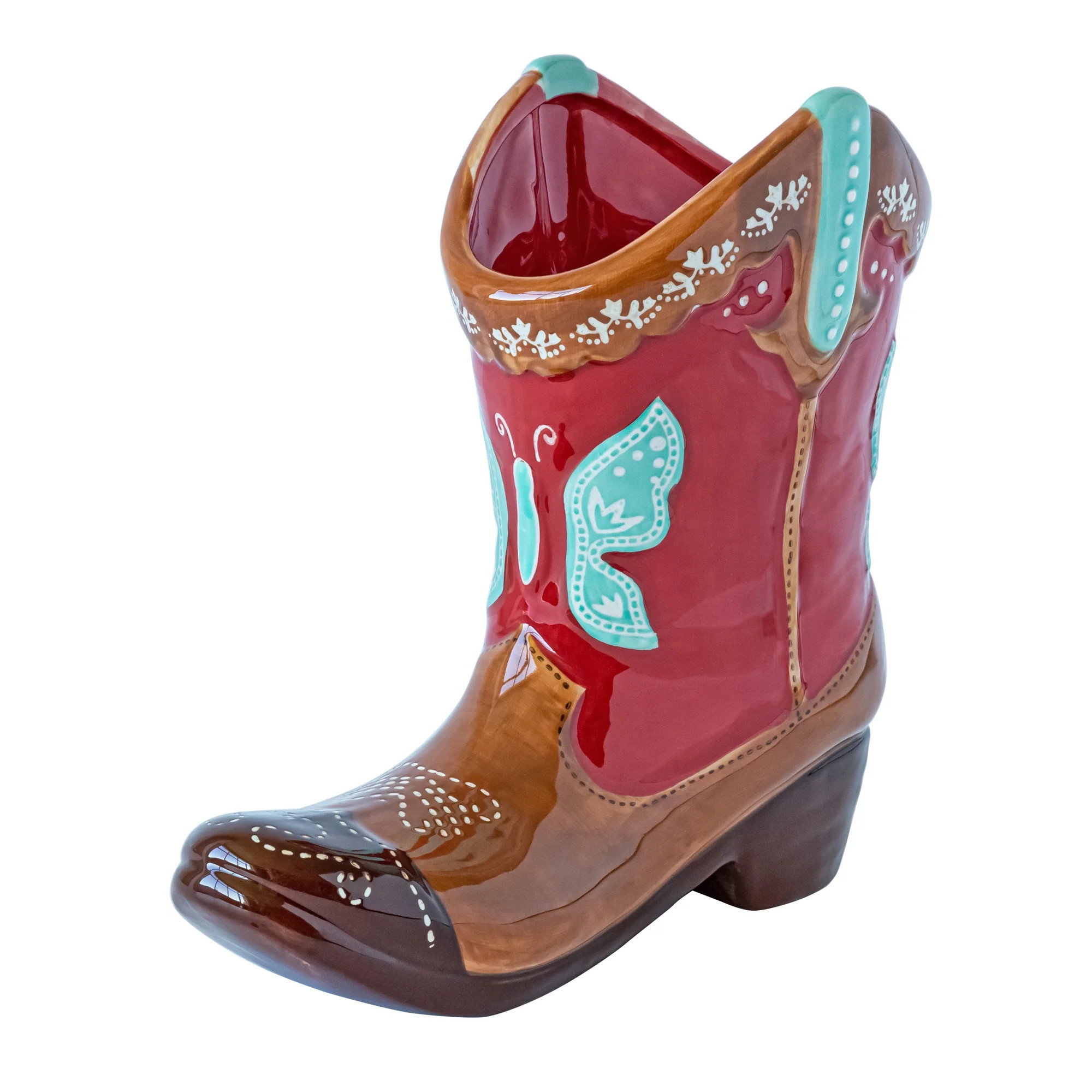 The Pioneer Woman Red Stoneware Boot Novelty Planter 6 " Opening - Walmart.com | Walmart (US)