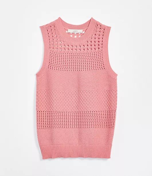 Loft Mixed Stitched Sweater Tank Top Size XS Pale Tea Rose Women's | LOFT