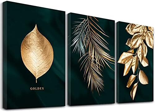 Sdmikeflax 3 Piece Modern Gold Botanical Wall Art for Bathrooms Living Room Bedroom Wall Decor Gr... | Amazon (US)