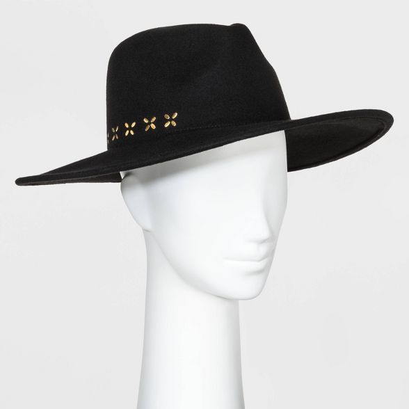 Women's Wide Brim Panama Fedora Hat - Universal Thread™ Black One Size | Target