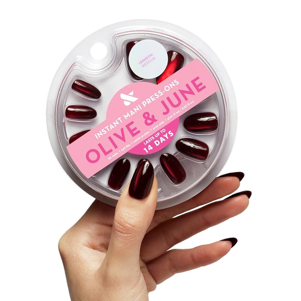 Olive & June Instant Mani Press-On Nails | Glue | Medium Oval | 42 Pieces, 21 Sizes | Non-Toxic, ... | Amazon (US)