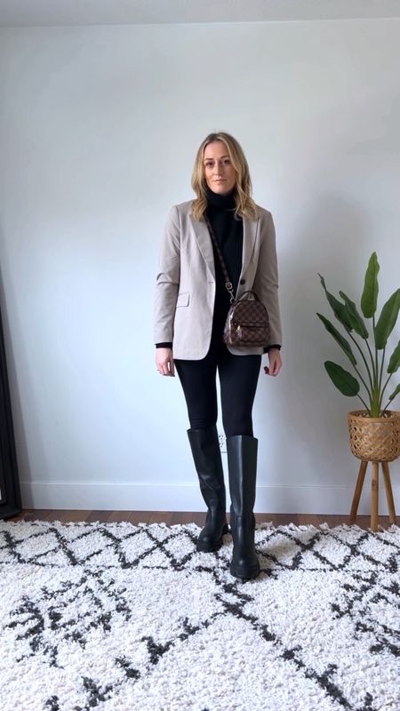 Winter outfits. Turtleneck sweater. Leggings. Tall black boots. Fall outfits. Casual outfits. Affordable style. Mini backpack purse. Outfit of the day. 

Blazer: Small
Turtleneck sweater: Small
Leggings: Medium
Tall black boots: 9

#LTKSeasonal #LTKunder100 #LTKstyletip