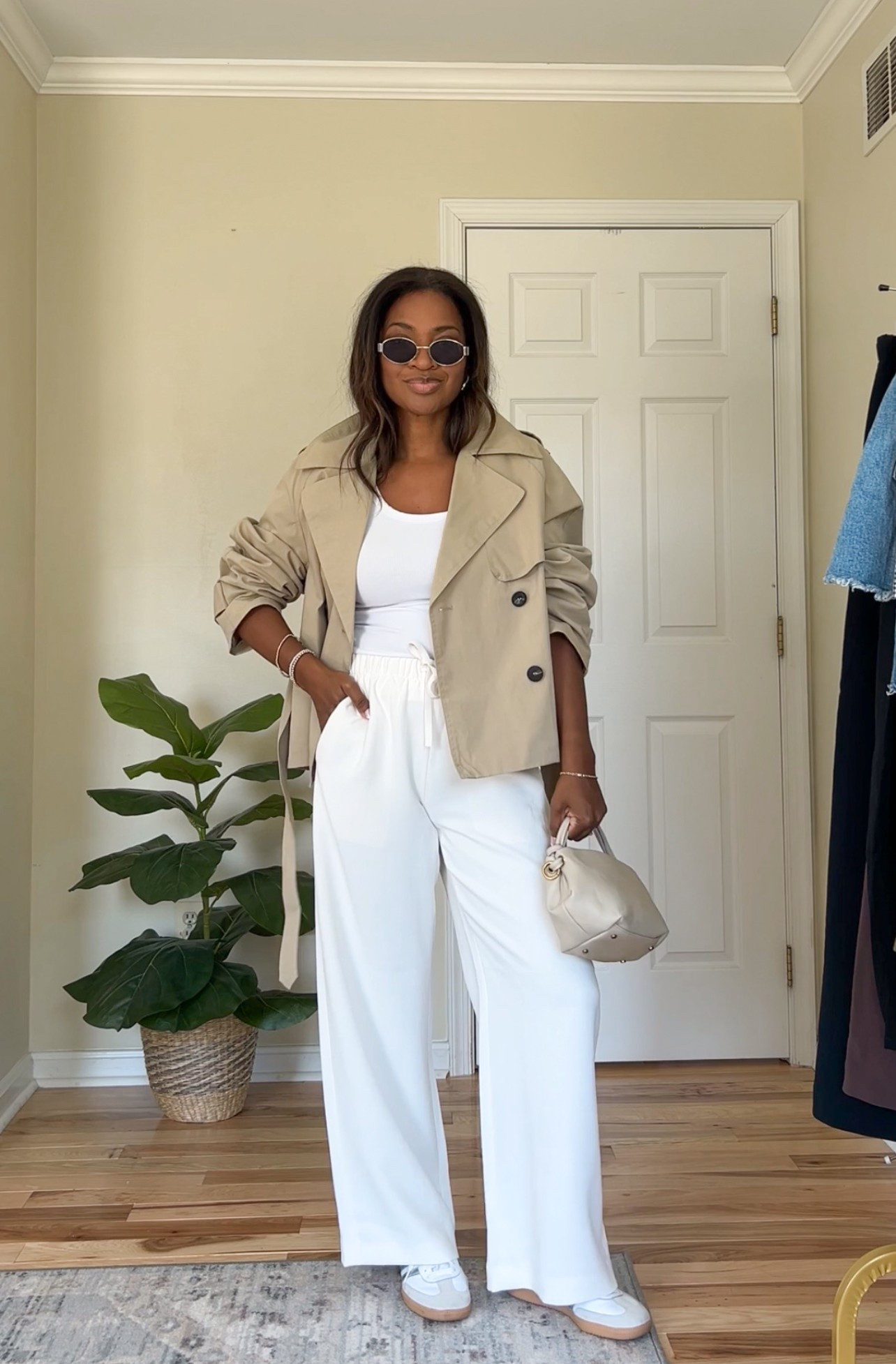 Wearing a small in the trench jacket, small in tank top and small in pants. Size down 1/2 in the shoes

#LTKgrwm #LTKootd #LTKOver40