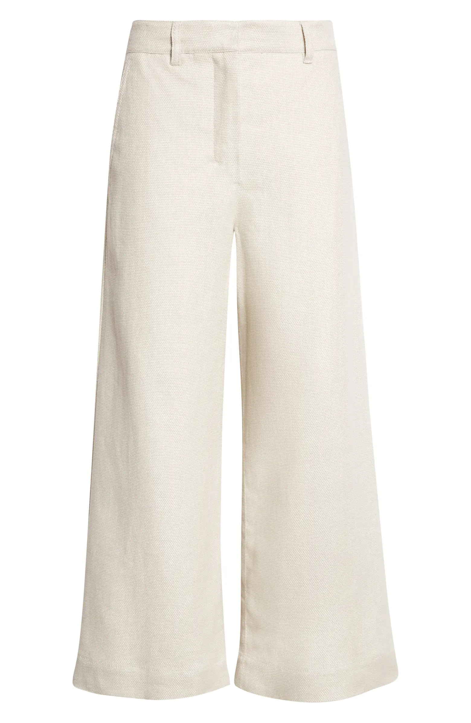 Abissi Stretch Linen & Cotton Wide Leg Ankle Pants | Nordstrom