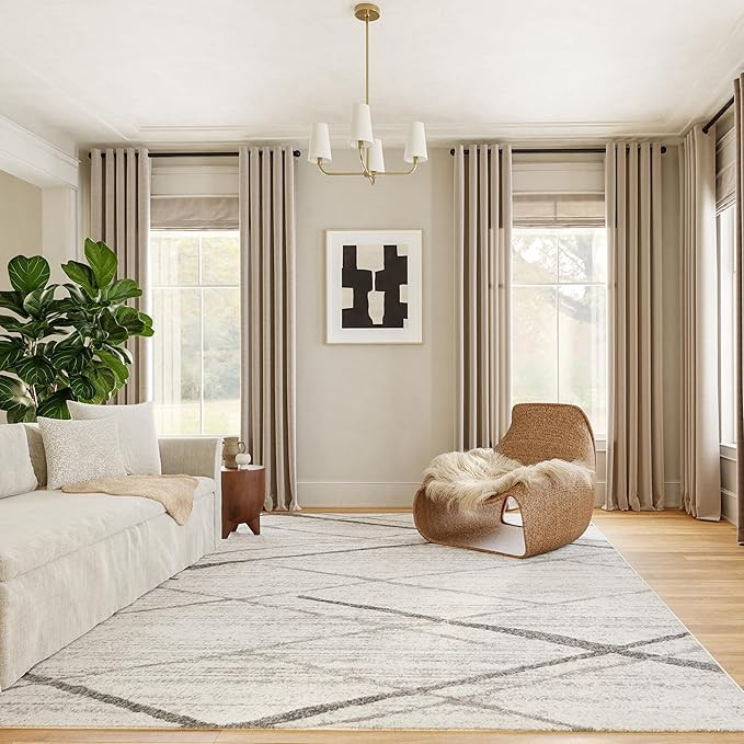 nuLOOM 10x14 Thigpen Contemporary Area Rug, Grey, Abstract Lines, Non-Slip Backing, Stain Resista... | Amazon (US)