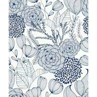 Navy Secret Garden Peel And Stick Wallpaper | The Home Depot