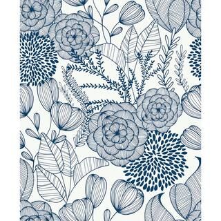 NuWallpaper Navy Secret Garden Peel And Stick Wallpaper NUS3830 - The Home Depot | The Home Depot