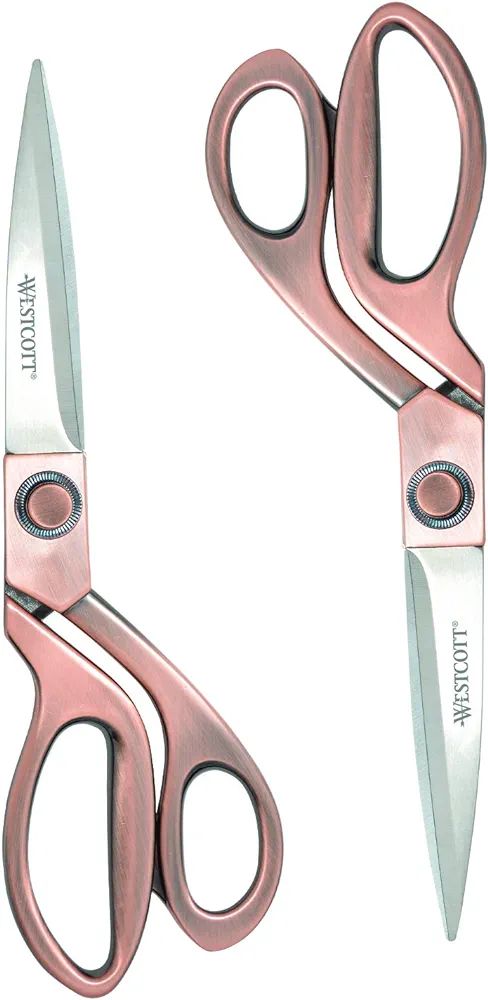 Westcott 8" Bent Stainless Steel Copper-Finish Scissors For Office & Home, 2 Pack (17600) | Amazon (US)
