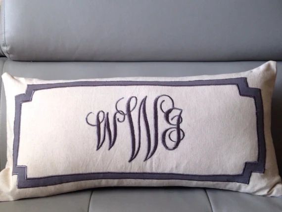 Long Lumbar Three Letter Oblong Pillows, Bedroom Decor, Personalized retirement gift, Personalized G | Etsy (US)
