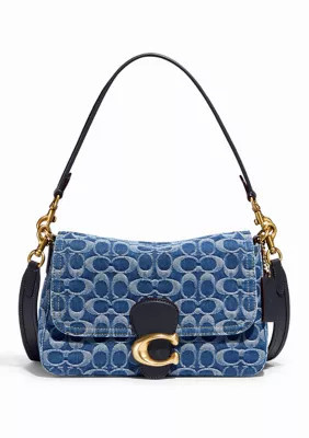 Coach Soft Tabby Shoulder Bag In Signature Denim, Navy Blue | Belk