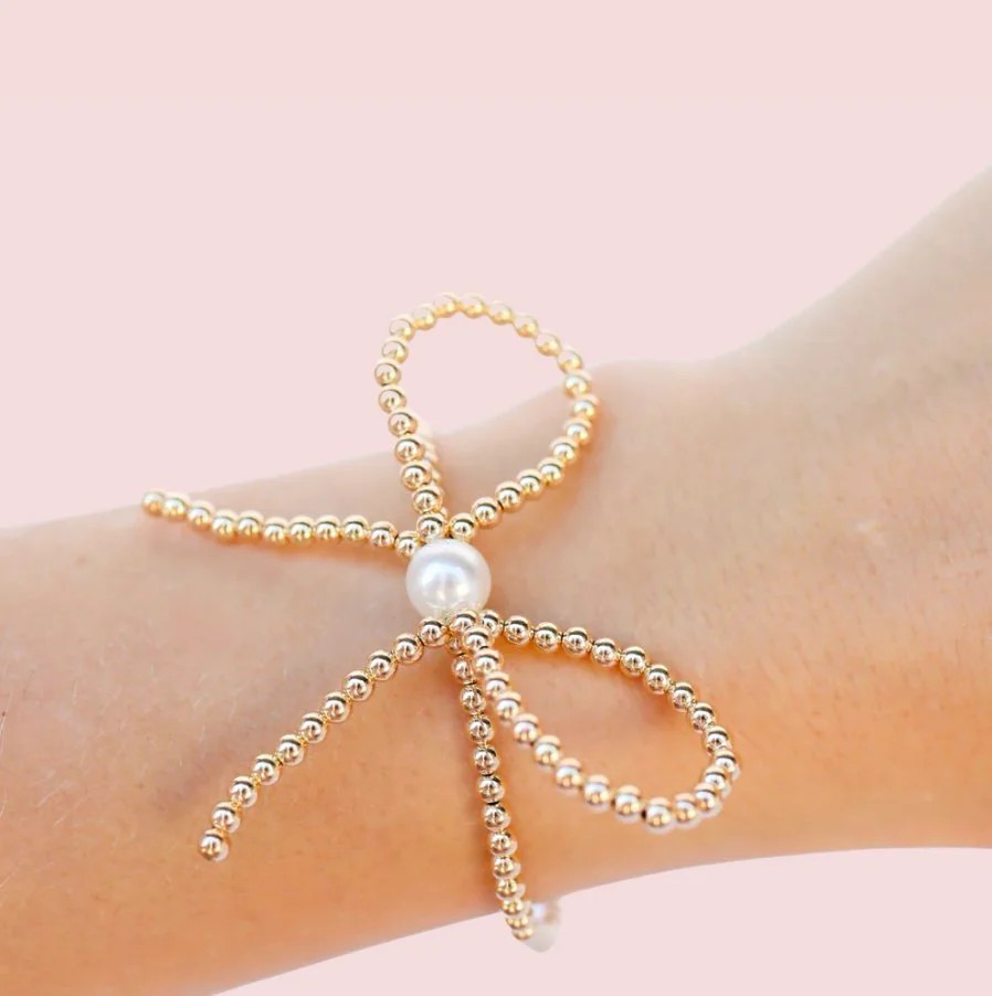 [Beaded Blondes] Gold Bow Bracelet-Petite | Ruthie Grace