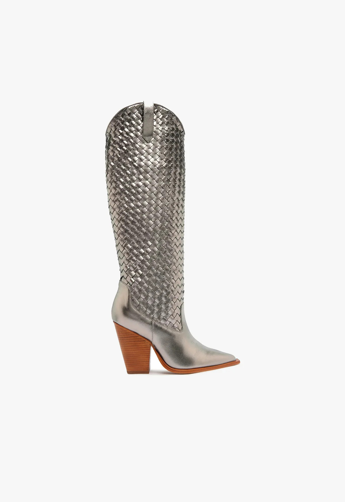Ella Woven Metallic Silver Boot - SCHUTZ | Schutz (US)