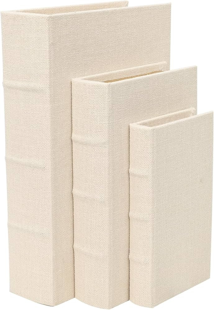 DECOR4SEASON Decorative Book Boxes Set of 3 \u2013 Modern Faux Linen & Wood Hidden Storage for Co... | Amazon (US)
