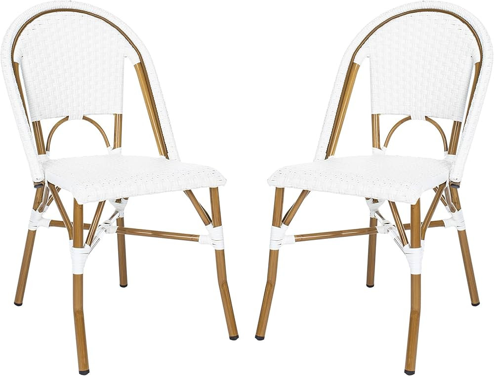 Safavieh Home Collection Hooper Indoor-Outdoor Stacking Side Chairs | Black & White | Set of 2 | Amazon (US)