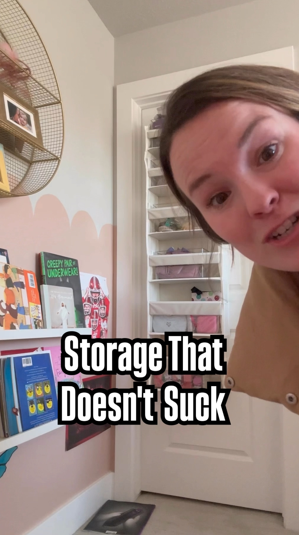 My friend told me about these babies after she saw them shared somewhere. For the past month, they have been hanging on the back of all my kids' closet doors. And, I sure love 'em.

In my toddlers shared room, they serve a more functional purpose in separating their stuff and saving space. In my bigger kids' rooms, they hold their knick knacks and get them off the dressers. It allows them to have their stuff in a special place, but keeps the clutter off the dressers.(I notice my son did start storing his winter hats and sports socks in his too)

I'm sold 