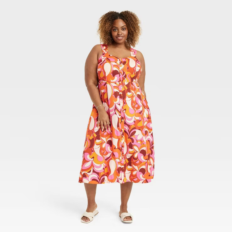 Women's Button-Front Midi Dress - Ava & Viv™ | Target