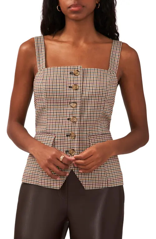 halogen(r) Check Bustier Vest in Dark Roast at Nordstrom, Size Large | Nordstrom