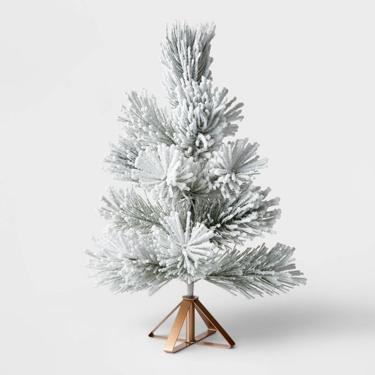 18" Unlit Flocked Mini Artificial Christmas Tree with Open Metal Base - Wondershop™ | Target