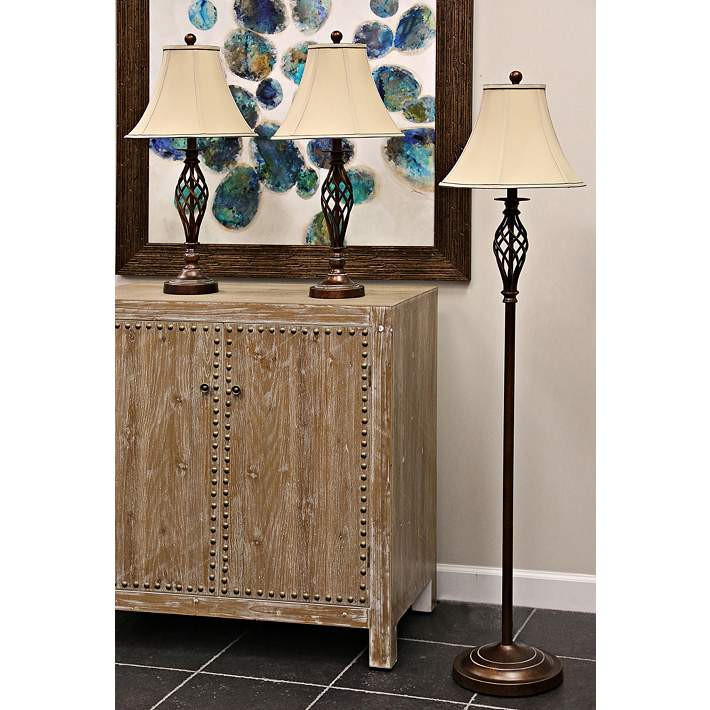 Barclay Bronze Floor and Table Lamps Set of 3 | Lamps Plus