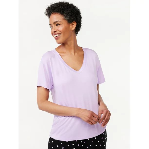 Joyspun Women's V-Neck Sleep T-Shirt, Sizes S to 3X - Walmart.com | Walmart (US)